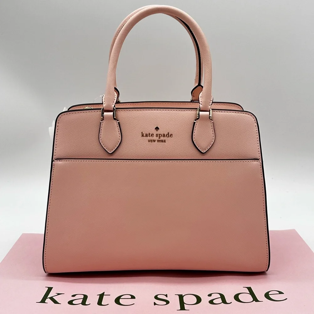 Kate Spade Madison Printed Medium Satchel Bag Conch Pink - Picture 3 of 13